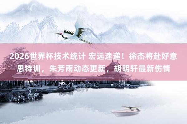 2026世界杯技术统计 宏远速递！徐杰将赴好意思特训，朱芳雨动态更新，胡明轩最新伤情