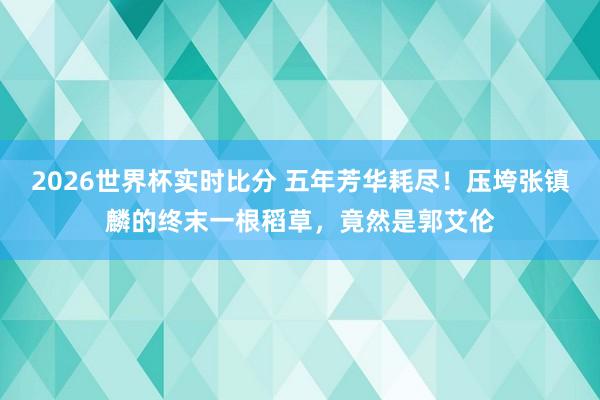 2026世界杯实时比分 五年芳华耗尽！压垮张镇麟的终末一根稻草，竟然是郭艾伦