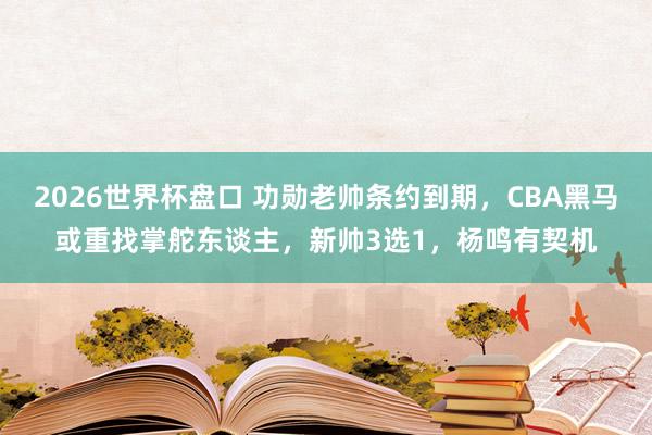 2026世界杯盘口 功勋老帅条约到期，CBA黑马或重找掌舵东谈主，新帅3选1，杨鸣有契机
