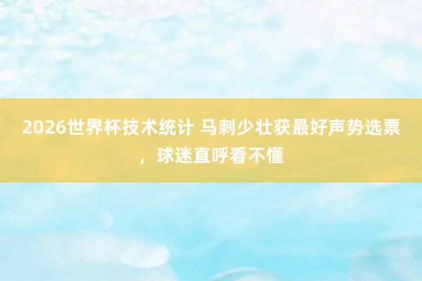 2026世界杯技术统计 马刺少壮获最好声势选票，球迷直呼看不懂