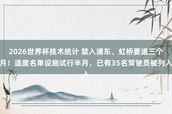 2026世界杯技术统计 禁入浦东、虹桥要道三个月！适度名单设施试行半月，已有35名驾驶员被列入