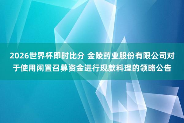 2026世界杯即时比分 金陵药业股份有限公司对于使用闲置召募资金进行现款料理的领略公告