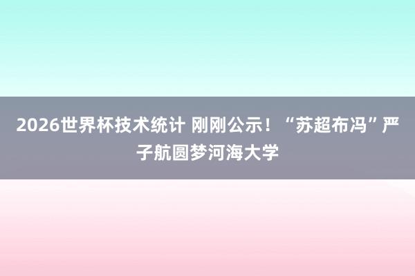 2026世界杯技术统计 刚刚公示！“苏超布冯”严子航圆梦河海大学