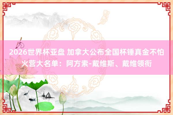 2026世界杯亚盘 加拿大公布全国杯锤真金不怕火营大名单：阿方索-戴维斯、戴维领衔