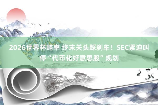 2026世界杯赔率 终末关头踩刹车！SEC紧迫叫停“代币化好意思股”规划