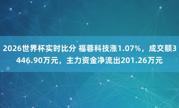 2026世界杯实时比分 福蓉科技涨1.07%，成交额3446.90万元，主力资金净流出201.26万元