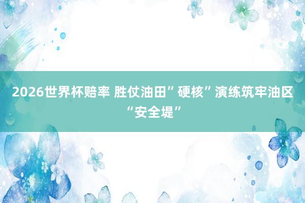 2026世界杯赔率 胜仗油田”硬核”演练筑牢油区“安全堤”