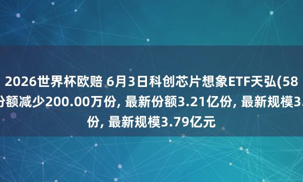2026世界杯欧赔 6月3日科创芯片想象ETF天弘(589070)份额减少200.00万份， 最新份额3.21亿份， 最新规模3.79亿元