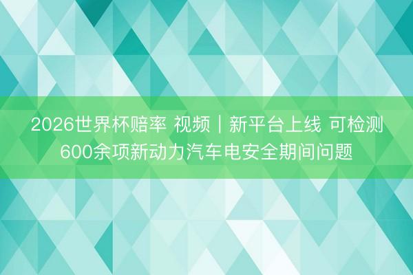 2026世界杯赔率 视频|新平台上线 可检测600余项新动力汽车电安全期间问题