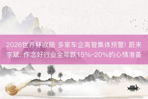 2026世界杯欧赔 多家车企高管集体预警! 蔚来李斌: 作念好行业全年跌15%~20%的心情准备