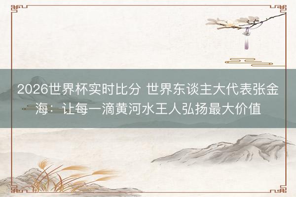 2026世界杯实时比分 世界东谈主大代表张金海：让每一滴黄河水王人弘扬最大价值