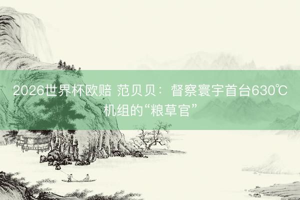 2026世界杯欧赔 范贝贝:督察寰宇首台630℃机组的“粮草官”